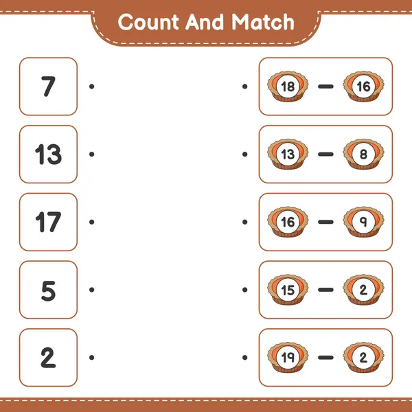 Contar Combinar Contar Número Torta Combinar Com Números Certos Jogo — Vetor de Stock