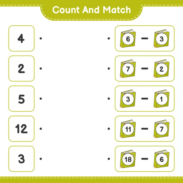 Count Match Count Number Book Match Right Numbers Educational Children — Stock Vector