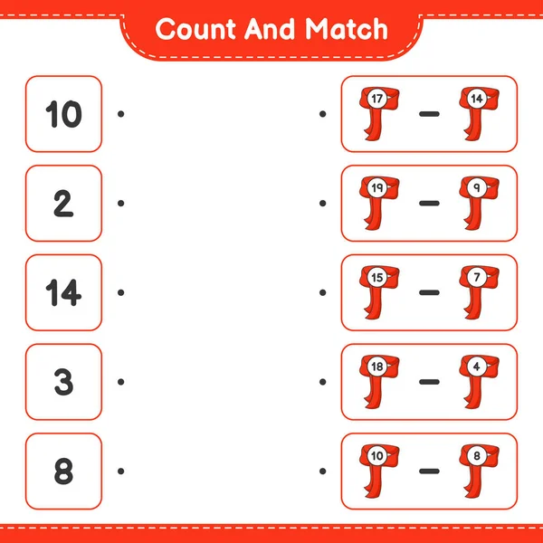 Count Match Count Number Scarf Match Right Numbers Educational Children — Stock Vector