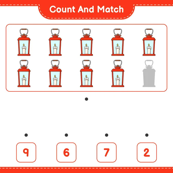 Tel Match Tel Het Aantal Lantaarn Match Met Juiste Nummers — Stockvector