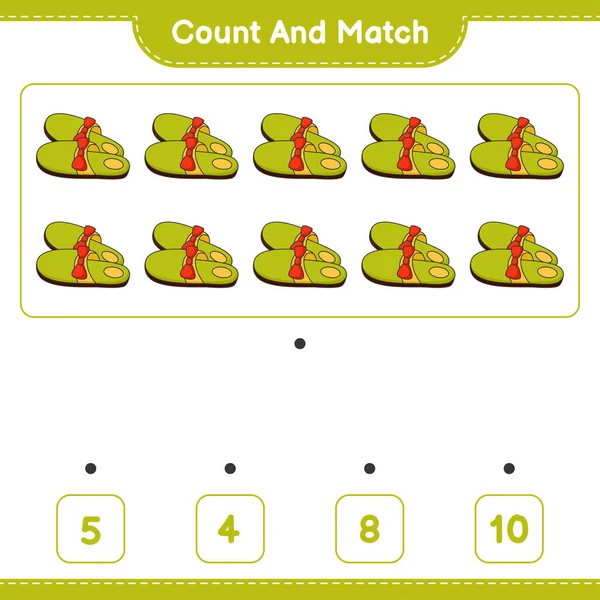 Tel Match Tel Het Aantal Slippers Match Met Juiste Nummers — Stockvector
