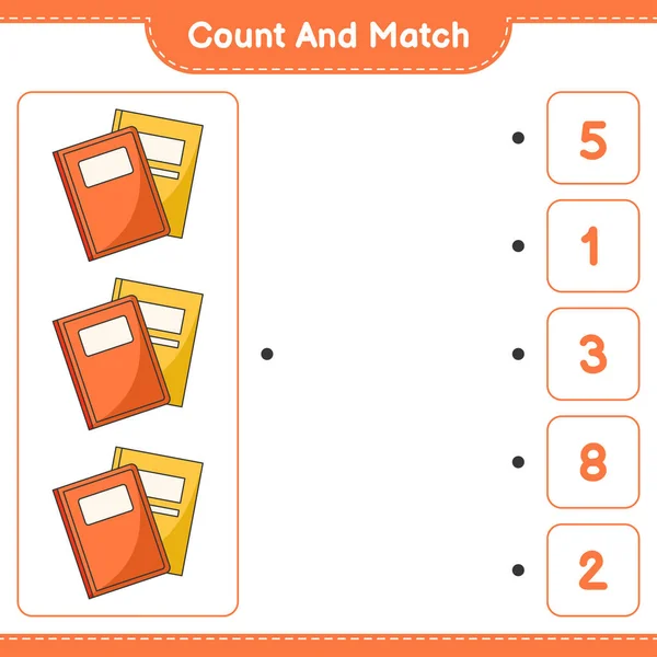 Count Match Count Number Book Match Right Numbers Educational Children — Stock Vector