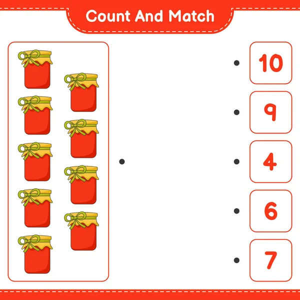Count Match Count Number Jam Match Right Numbers Educational Children — Stock Vector
