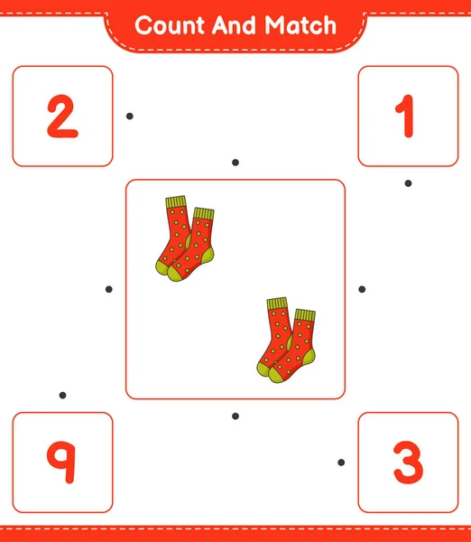 Zählen Und Übereinstimmen Die Anzahl Der Socken Zählen Und Mit — Stockvektor