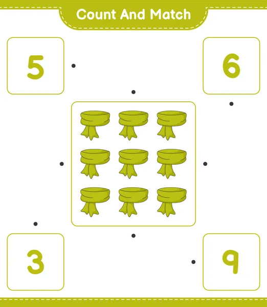 Подсчитайте Сравните Посчитайте Число Шарфов Сопоставьте Правильными Числами Образовательные Игры — стоковый вектор