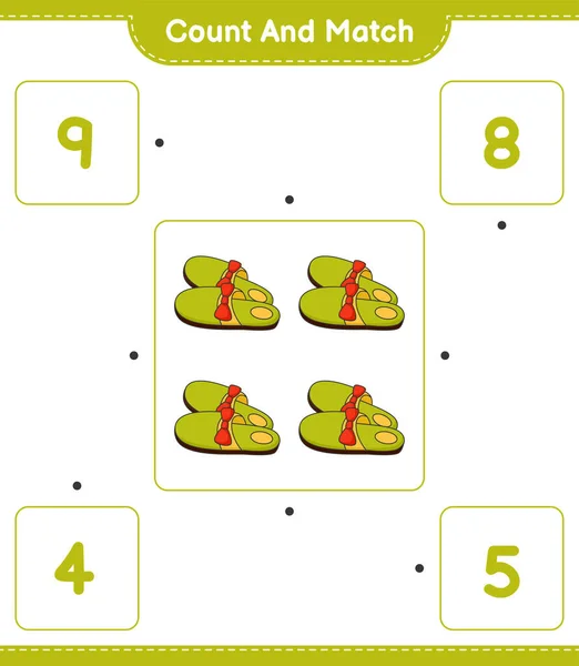 Tel Match Tel Het Aantal Slippers Match Met Juiste Nummers — Stockvector