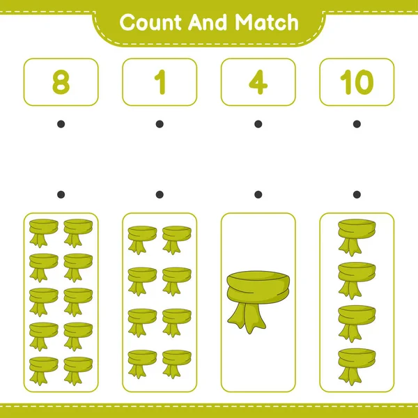 Подсчитайте Сравните Посчитайте Число Шарфов Сопоставьте Правильными Числами Образовательные Игры — стоковый вектор