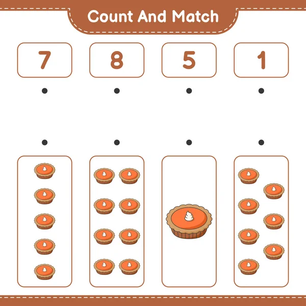 Count Match Count Number Pie Match Right Numbers Educational Children — Stock Vector