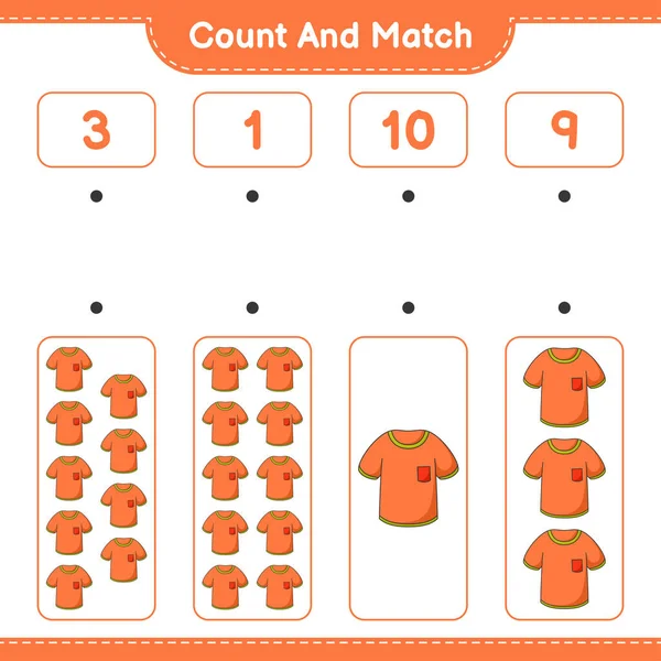 Cuenta Combina Cuenta Número Camiseta Combina Con Los Números Correctos — Archivo Imágenes Vectoriales
