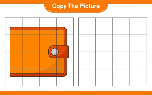 Kopieer Afbeelding Kopieer Afbeelding Van Portemonnee Met Behulp Van Rasterlijnen — Stockvector