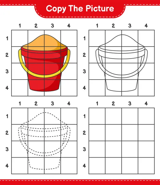 Copia Imagen Copia Imagen Sand Bucket Usando Líneas Cuadrícula Juego — Vector de stock