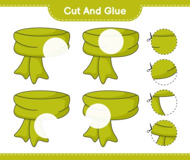 Kes ve yapıştır, atkıyı kes ve yapıştır. Eğitimsel çocuk oyunu, yazdırılabilir çalışma tablosu, vektör illüstrasyonu