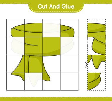 Kes ve yapıştır, atkıyı kes ve yapıştır. Eğitimsel çocuk oyunu, yazdırılabilir çalışma tablosu, vektör illüstrasyonu