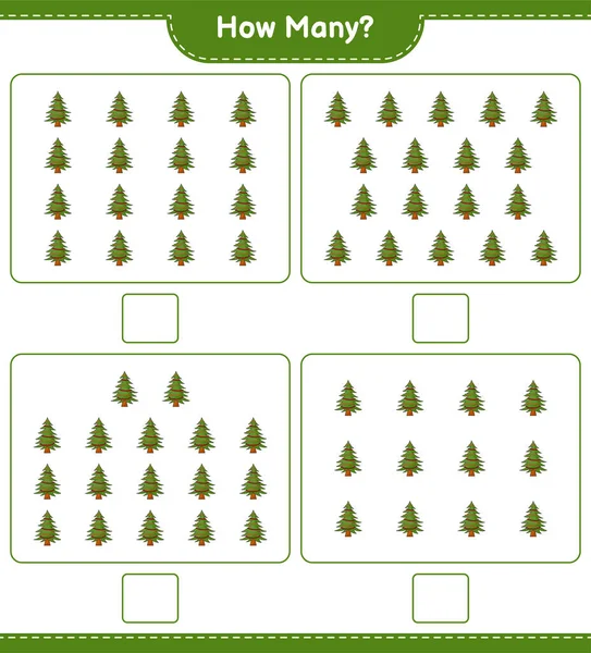 Counting Game How Many Christmas Tree Educational Children Game Printable — Stock Vector