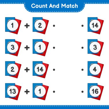 Say ve eşleştir, pasaport sayısını say ve doğru numaralarla eşleştir. Eğitimsel çocuk oyunu, yazdırılabilir çalışma tablosu, vektör illüstrasyonu