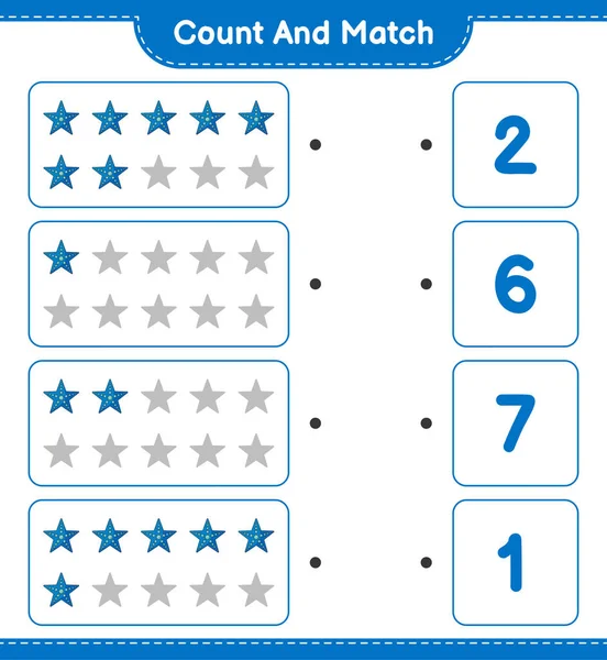 Zählen Und Übereinstimmen Die Anzahl Der Seesterne Zählen Und Mit — Stockvektor