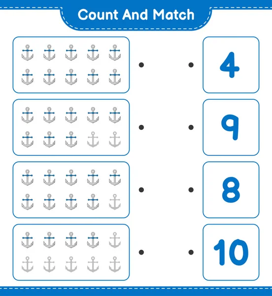 Tel Match Tel Het Aantal Ankers Match Met Juiste Nummers — Stockvector