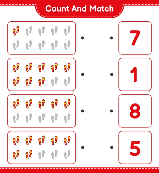 Tel Match Tel Het Aantal Flip Flop Match Met Juiste — Stockvector