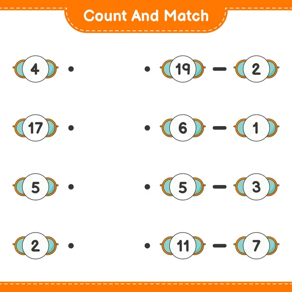 Count Match Count Number Sunglasses Match Right Numbers Educational Children — Stock Vector