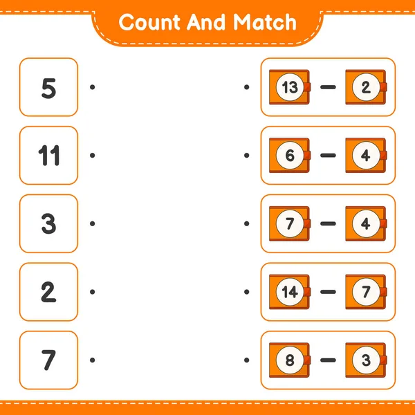 Count Match Count Number Wallet Match Right Numbers Educational Children — Stock Vector