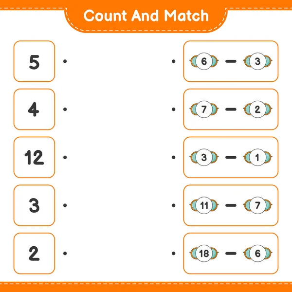 Contare Abbinare Contare Numero Occhiali Sole Abbinare Con Numeri Giusti — Vettoriale Stock