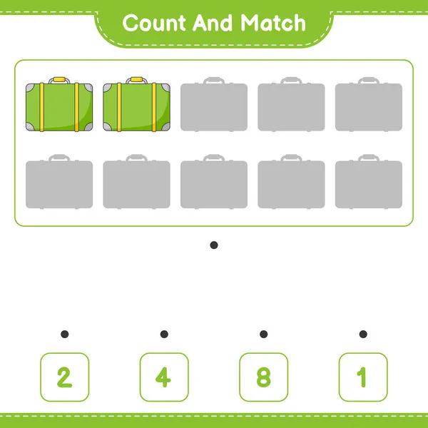 Zählen Und Übereinstimmen Die Anzahl Der Gepäckstücke Zählen Und Mit — Stockvektor