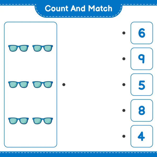 Zählen Und Übereinstimmen Die Anzahl Der Sonnenbrillen Zählen Und Mit — Stockvektor