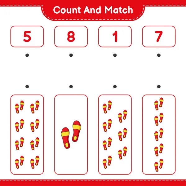 Contar Coincidir Contar Número Flip Flop Coincidir Con Los Números — Archivo Imágenes Vectoriales