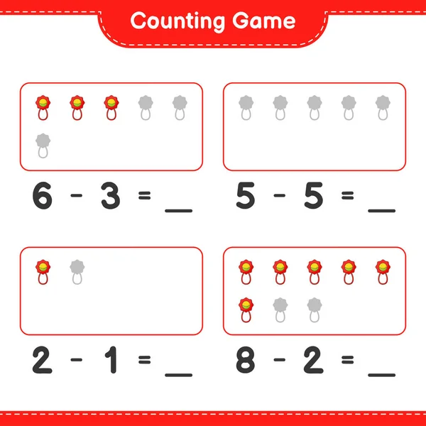 Count Match Count Number Baby Rattle Match Right Numbers Educational — 图库矢量图片