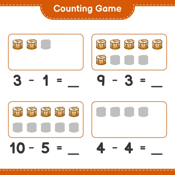 Count Match Count Number Drum Match Right Numbers Educational Children — 图库矢量图片