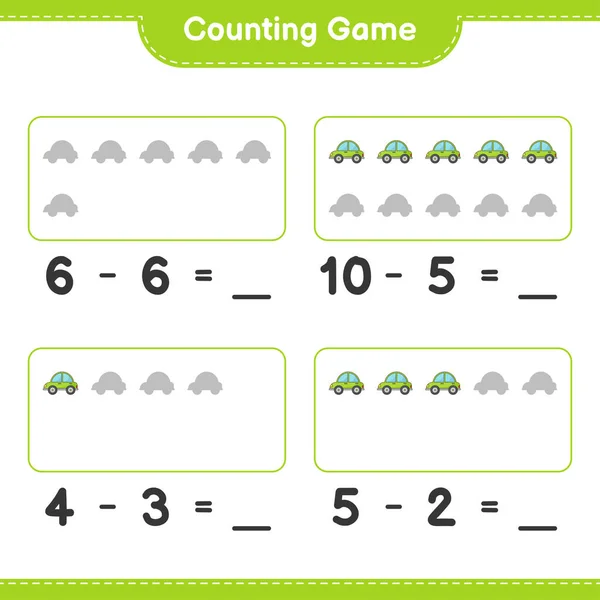 Count Match Count Number Car Match Right Numbers Educational Children — 图库矢量图片