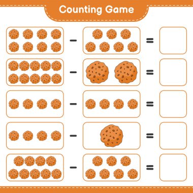 Counting game, count the number of Cookie and write the result. Educational children game, printable worksheet, vector illustration