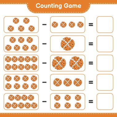 Counting game, count the number of Cookie and write the result. Educational children game, printable worksheet, vector illustration