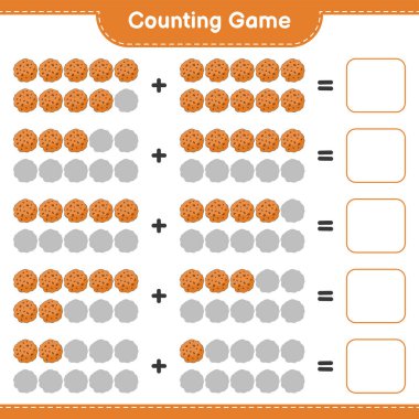 Counting game, count the number of Cookie and write the result. Educational children game, printable worksheet, vector illustration