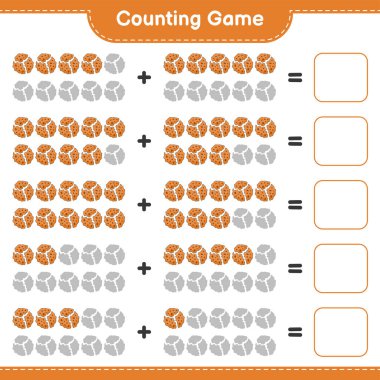 Counting game, count the number of Cookie and write the result. Educational children game, printable worksheet, vector illustration