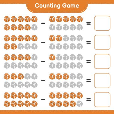 Counting game, count the number of Cookie and write the result. Educational children game, printable worksheet, vector illustration