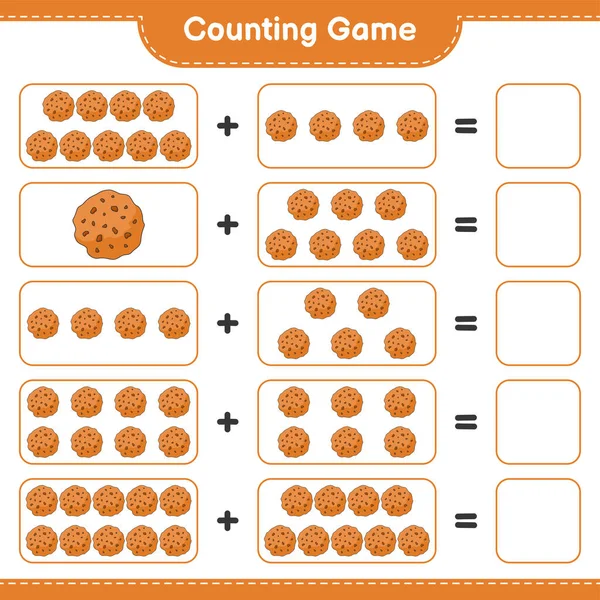 Counting game, count the number of Cookie and write the result. Educational children game, printable worksheet, vector illustration