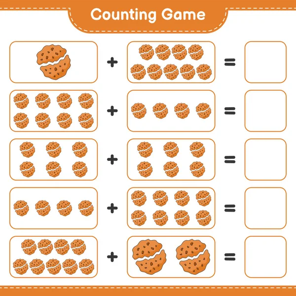 Counting game, count the number of Cookie and write the result. Educational children game, printable worksheet, vector illustration