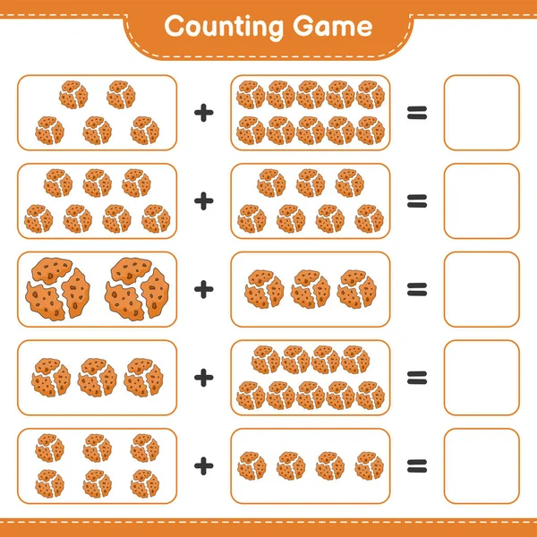 Counting game, count the number of Cookie and write the result. Educational children game, printable worksheet, vector illustration