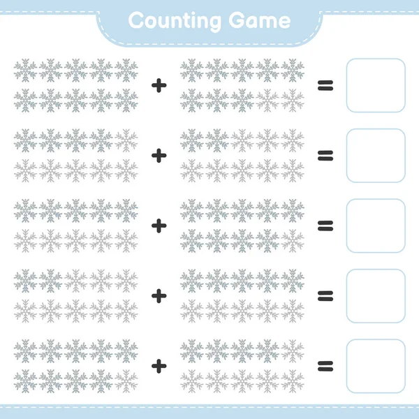 Counting Game Count Number Snowflake Write Result Educational Children Game — Wektor stockowy