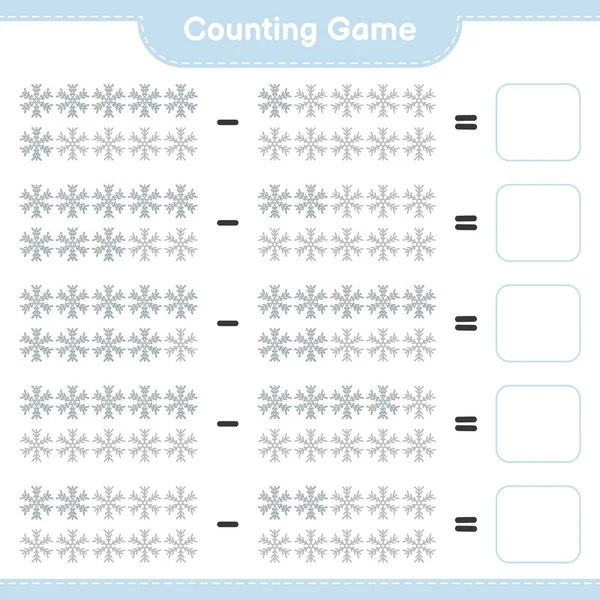 Counting Game Count Number Snowflake Write Result Educational Children Game — Wektor stockowy