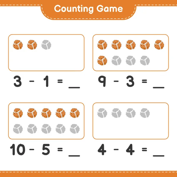 Counting Game Count Number Cookie Write Result Educational Children Game — стоковий вектор