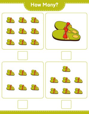 Sayma oyunu, kaç terlik. Eğitimsel çocuk oyunu, yazdırılabilir çalışma tablosu, vektör illüstrasyonu