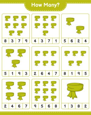 Maç sayıyorum, kaç atkı var. Eğitimsel çocuk oyunu, yazdırılabilir çalışma tablosu, vektör illüstrasyonu
