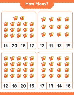 Oyun saymak, kaç kitap. Eğitimsel çocuk oyunu, yazdırılabilir çalışma tablosu, vektör illüstrasyonu