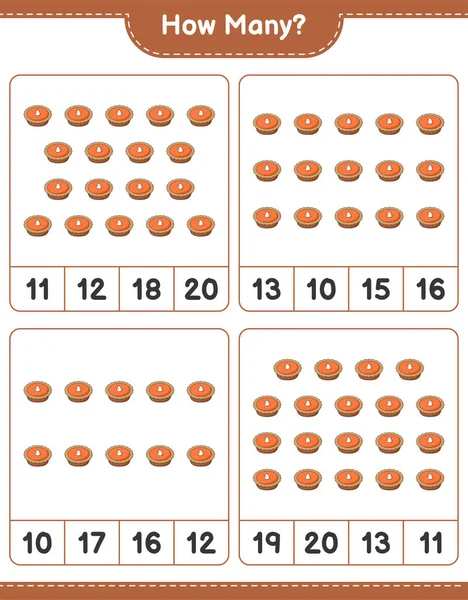 Zählspiel Wie Viele Kuchen Pädagogisches Kinderspiel Druckbares Arbeitsblatt Vektorillustration — Stockvektor