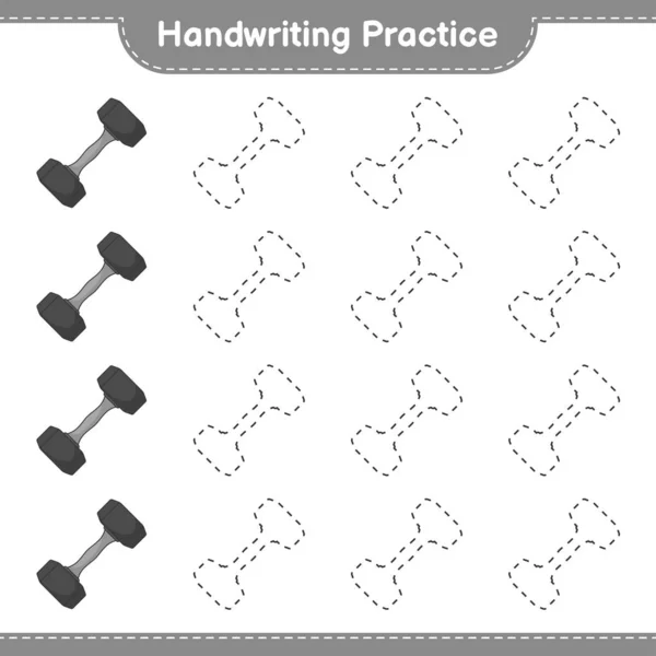 手写体练习追踪Dumbbell的线索教育儿童游戏 可打印工作表 矢量图解 — 图库矢量图片