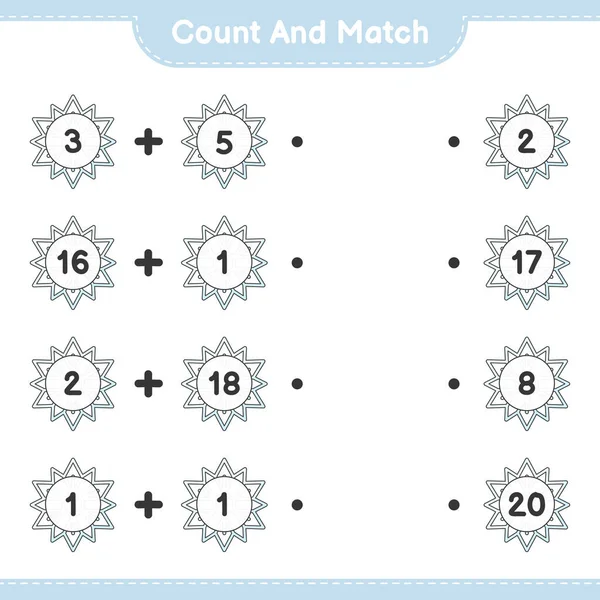 Count Match Count Number Snowflake Match Right Numbers Educational Children — Stock Vector