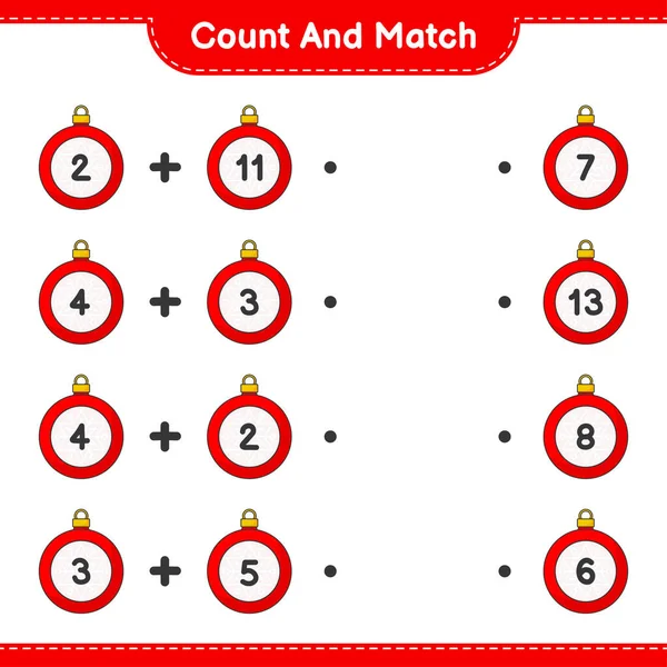 Tel Match Tel Het Aantal Kerstballen Match Met Juiste Nummers — Stockvector