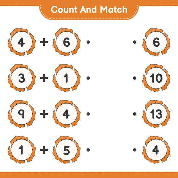 Räkna Och Matcha Räkna Antalet Cookie Och Matcha Med Rätt — Stock vektor